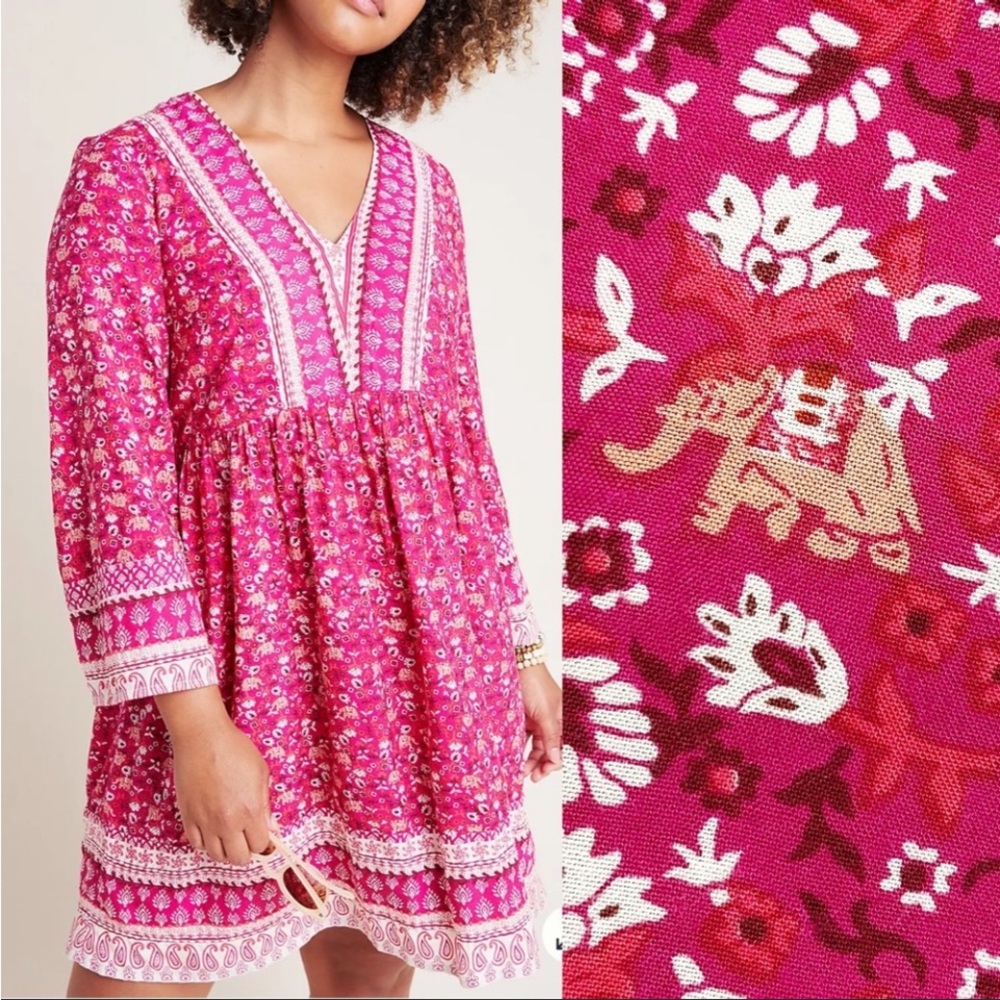 MAEVE x Anthropologie Pink TUNIC Dress BOHO Small - Picture 4 of 7